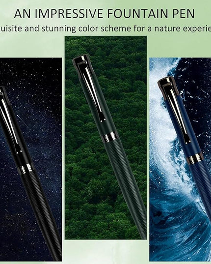 BOCIYER Luxury Fountain Pen Set,Ink Pen for Smooth Writing,Medium Nib,Includes 10 Ink Cartridges&Ink Converter,Best Pen Gift Case for Men & Women,fancy,calligraphy,Executive,Office pen-Blue