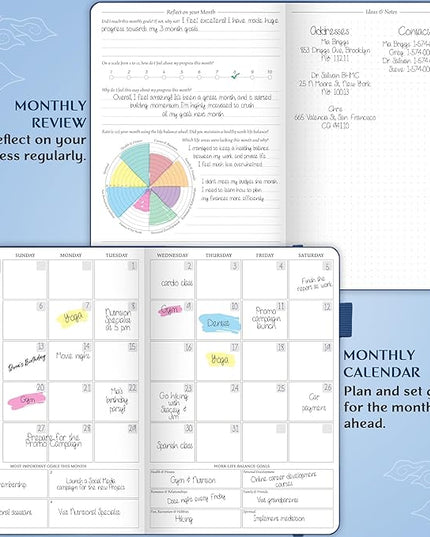Legend Planner Hourly Schedule Edition – Deluxe Weekly & Daily Organizer with Time Slots. Time Management Appointment Book Journal for Work & Personal Life, Undated, A5 Hardcover – Blue Debossed