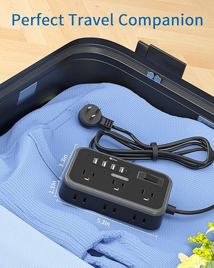 2 Pack Power Strip with 6 Outlets(2 Side) and 4 USB, NTONPOWER Flat Plug Extension Cord 5 Ft, Overload Protection, Wall Mount, Compact Size Charging Station for Office Desk, Nightstand and Travel