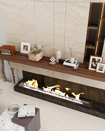 Fun Memories 72 Inch Floating Shelf, 12 Inch Deep Wall Shelf for Fireplace Mantel, Deep Storage Shelves for Home & Office, Wall Shelves with Invisible Bracket, Walnut, Set of 1