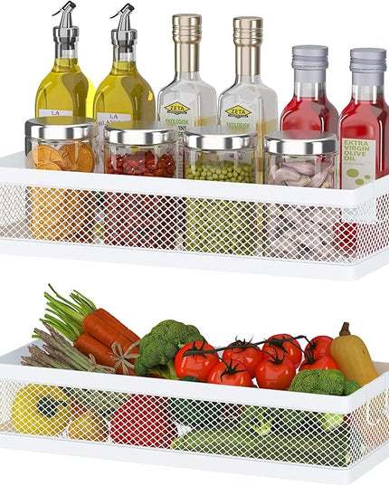 PUSDON Metal Wall Hanging Basket 2 Packs DIY Suitable for Multiple Scenes - Middle White Netting Suit