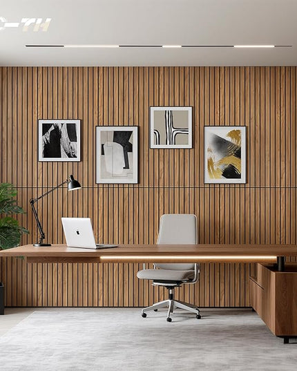 TO-TH Wood-Look Sound Panels, 4 Pack 47.2” x 23.6” Soundproof Wall Panels, Decorative Acoustic Panels,Wood Panels for Wall for Home, Office, Basement, Rustic Teak