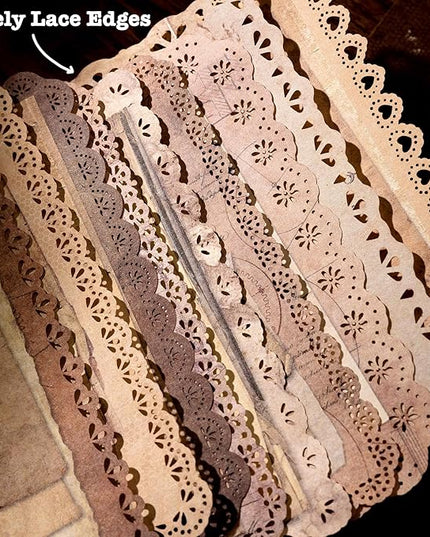 60 Sheets Lace Edged Scrapbook Stationery Paper Assorted Set - 6 Pack Vintage Paper for Letter Writing Scrapbooking Embellishments Planner Bullet Junk Journal Supplies Collage Background 4.9x6.9 Inch