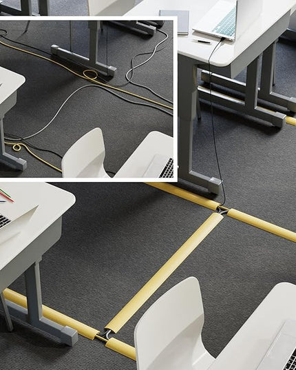 D-Line 6ft Floor Cord Cover, Floor Cable Protector, Extension Cord Cover, Protect Wires & Prevent Cable Trips, Cable Management Solution - Cord Cavity = 0.63" (W) x 0.31" (H) - Safety Yellow