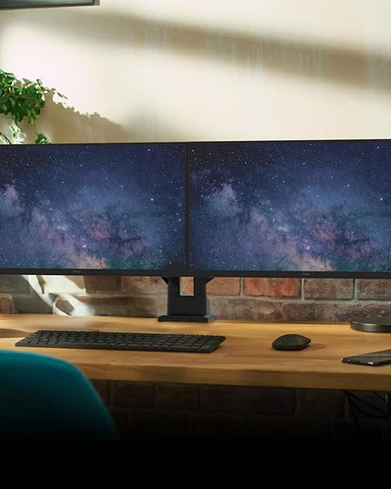 Pixio PS1D Wave Black Dual Monitor Arm Stand Desk Mount - Fits up to 32 inches Monitors and up to 19.8lbs. VESA Compatibility and Integrated Cable Management