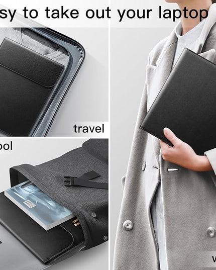 JETech Slim Laptop Sleeve for MacBook Air 13-Inch (M4/M3/M2) 2022-2025, MacBook Pro 13-Inch (M2/M1) 2016-2022, PU Leather Case (Black)