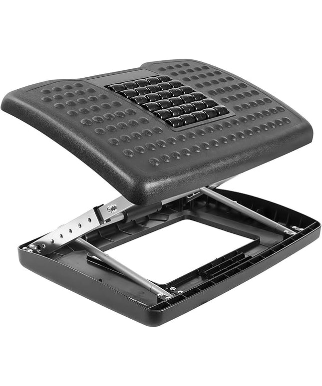 Mount-It! Adjustable Footrest with Massaging Bead | Adjustable Height and Tilt Office Foot Rest Stool for Under Desk Support | 5 Height Settings, 3 Tilt Settings | Black