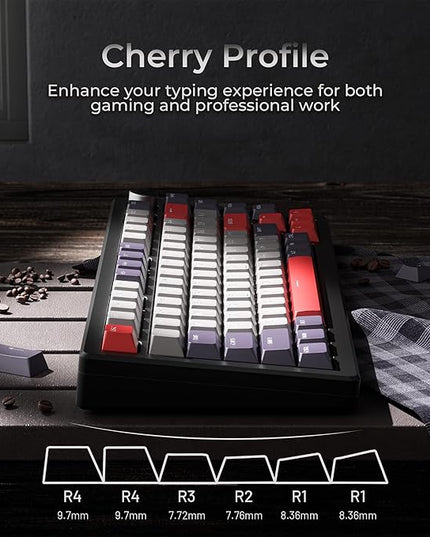 XVX Shine Through Keycaps -133 Keys Cherry Profile Double Shot PBT Keycaps Compatible for 60%/75%/100% Retro Gaming Mechanical Keyboard-Vintage Red