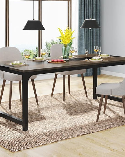 Tribesigns Modern Computer Desk, 70.8 x 31.5 inch Large Office Desk Computer Table Study Writing Desk Workstation for Home Office, Grey/Black