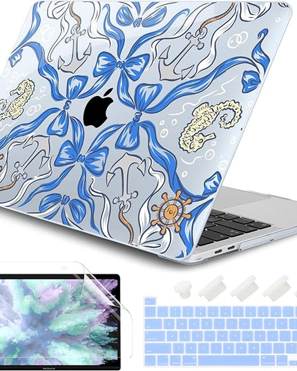DONGKE Compatible with MacBook Pro 13 inch Case 2024 2023-2020 Release A2338 M2/M1 A2251 A2289 with Retina Display & Touch ID, Plastic Hard Shell & Keyboard Cover & Screen Film - Sea Life
