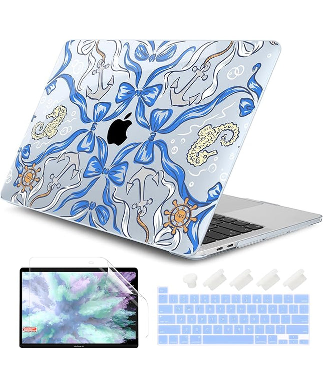 DONGKE Compatible with MacBook Pro 13 inch Case 2024 2023-2020 Release A2338 M2/M1 A2251 A2289 with Retina Display & Touch ID, Plastic Hard Shell & Keyboard Cover & Screen Film - Sea Life