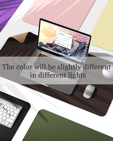 YSAGi Non-Slip Leather Desk Pad, Waterproof Laptop Computer Desk Keyboard Mat, Table Protector Blotter Mat, Large Mouse Pad for Office/Work/Home/Decor(Dark Brown, 23.6" x 13.7")