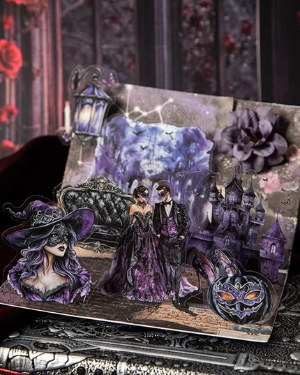 AuriicLeaf Dark Gothic Ballroom PET Sticker Set, 100PCS Vintage Dance Ephemera for Scrapbooking, Journaling, DIY Crafts, and Planner Supplies