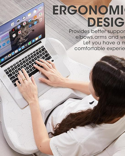 cooloo8 Lap Desk, Laptop Lap Desk Lap Desk with Cushion, Laptop Pillow for Lap, Portlands Portable Desk Pad, Gaming Pillow Work Pillow for Bed, Couch, Car(Ash Gray)
