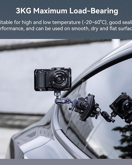 SMALLRIG 4" Camera Suction Mount with Ball Head Magic Arm, Car Mount for Lightweight Camera/Action Camera/Phone, Air Pump Vacuum Suction Cup, Max Load 3kg/6.6 Pound - 4236