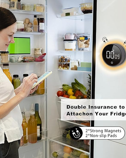 Digital Kitchen Timers, Visual timers Magnetic Countdown Countup Smart Timer Large LED 200 Minutes Display Volume Adjustable for Cooking Fitness Studying, Easy for Kids and Seniors