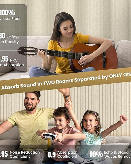 10 Pack Large Acoustic Panels,48 x 24 x 0.4 Inch Sound Proof Foam Panels for Walls，Premium Noise Dampening Panels,Sound Panels for Media Room, Office and Studio,Camel