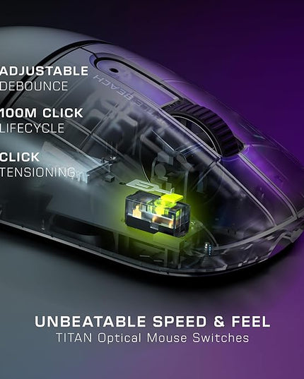 Turtle Beach Burst II Air Wireless Gaming Mouse - 47g Ultra Lightweight, Optical Switches, 26000 DPI Optical Sensor, 120-hour Rechargeable Battery, Symmetrical Design, Bluetooth, USB-C Cable – Black