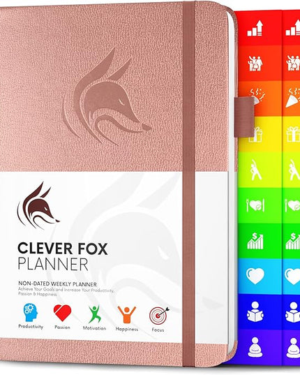 Clever Fox Planner – Undated Weekly & Monthly Planner for Productivity, Time Management & Goals – Organizer Journal – A5 (Rose Gold)