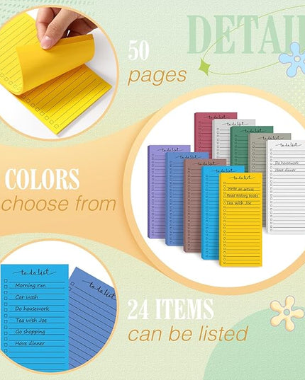 Censen 10 Pack 500 Sheets To Do List Notes Daily Checklist Notepads with 50 Sheets Each Undated Color Memo Pad Block Shopping List Pad Weekly Plan Notepad Organizer Planners(Assorted Color,Lined)