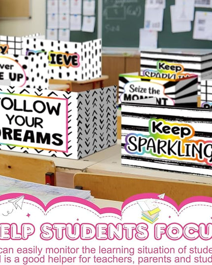Honoson 24 Pcs Bulk Inspirational Privacy Folders for Students Cardboard Test Privacy Boards Motivational Words Desk Dividers Shield for Classroom School Study Supplies, 6 Styles(Polka Dot)
