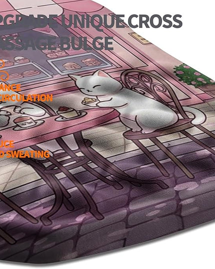 Ergonomic Slope Mouse Pad Wrist Support, Wrist Rest Mousepad for Carpal Tunnel Pain Relief with Massage Bulge and Slow Rebound Memory Foam (12x8 inch, Cat Bakery)
