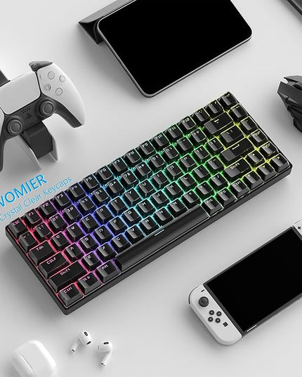 Womier Keycaps - Black Jelly Keycaps, Crystal Shine Through Custom Key caps Set 60% 75% 100% Percent, 130 Keys OEM Profile for 61/68/84/87/98/100 Cherry Gateron MX Mechanical (Black)