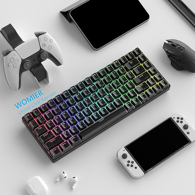 Womier Keycaps - Black Jelly Keycaps, Crystal Shine Through Custom Key caps Set 60% 75% 100% Percent, 130 Keys OEM Profile for 61/68/84/87/98/100 Cherry Gateron MX Mechanical (Black)