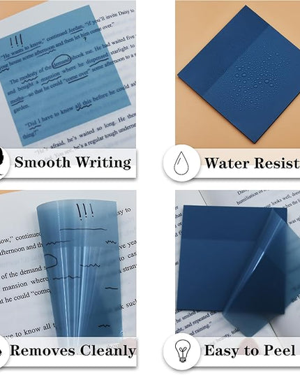 Translucent Sticky Notes, Cute Clear Sticky Notes, 3"x3" Waterproof Transparent Sticky Note Pads for Books Annotation, Clear Post it Notes for Bible Journaling Study