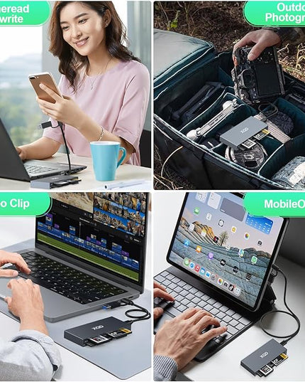 USB 3.0 Multi 8 in 1 USB C/USB A XQD Card Reader for Sony G M Series/Lexar 2933x/1400x Mark XQD/CF/XD/MS/SD/TF,10Gbps Type C Memory Card Adapter for Windows/Mac OS/Linux/Android