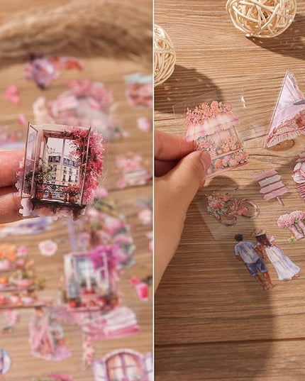 Auguro PET 20 Sheets 120 Pre-Cut Summer Stickers for Scrapbooking People Beach Scrapbook Sticker Transparent Stickers for journaling Junk journaling Supplies