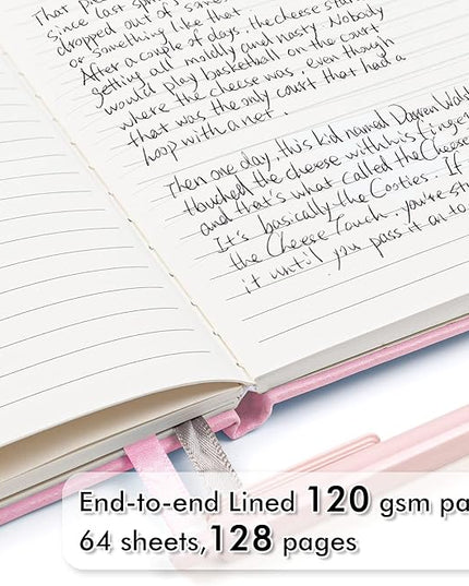 feela 24 Pack Journal Notebook Bulk for Work, Business Notebook Hardcover Lined Writing Journal with Pen Holder for Men Women Note Taking, with 24 Black Pens, 120 GSM, 5.1”x8.3”, A5, Rose Pink