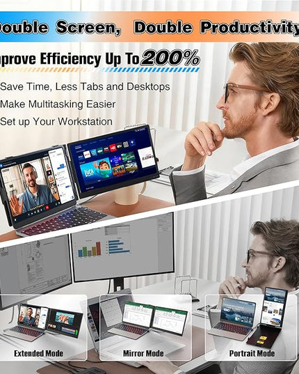 Miesebe Laptop Screen Extender 14", Ultra Thin 0.27'' FHD 1080P Portable Monitor for Laptop 13-17.3", Plug n Play Extra Monitor Extender, Eye Care Second Screen for MacBook/Windows/Android/Switch/PS5