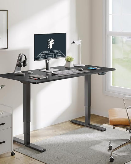 FLEXISPOT E6 MAX Dual Motor 55x28 Inch 3-Stage Heavy Duty Standing Desk, 330lbs Weight Capacity, Height Adjustable Desk w/Cable Management & Wheels (Seamless Black Desktop + Black Frame)