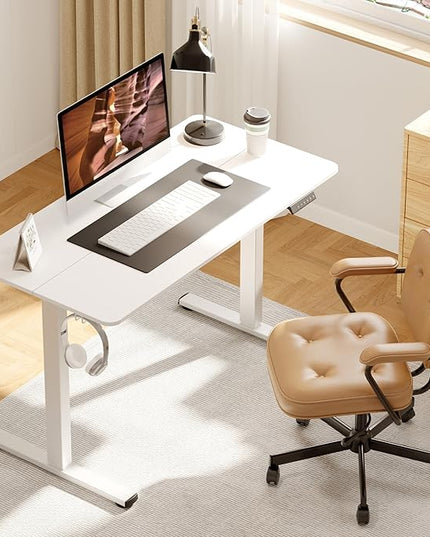 Adjustable Stand Up Desk Standing Desk, 47x24 Inches Home Office Desk with Memory Preset, Computer Workstation Sit Stand Desk Splice, White