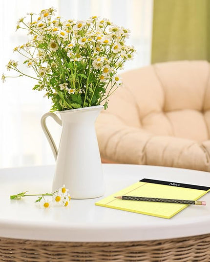 5x8 Small Notebooks – 12 Pack Narrow Ruled, Yellow Perforated Note Pads with 50 Sheets Per Notepad, (No Ink Bleeding) Ideal Legal Pads for Writing, Note Taking, Home, Office, School