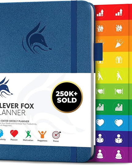 Clever Fox Planner – Undated Weekly & Monthly Planner for Productivity, Time Management & Goals – Organizer Journal – A5 (Mystic Blue)