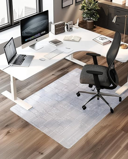 Chair Mat for Hardwood Floor, 45x53 inches Floor Mat Protector for Office Chair, Desk, Home, Frosted Pattern Rectangle Floors Protector