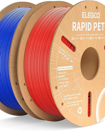 ELEGOO Rapid PETG Filament 1.75mm Blue & Red 2KG, High Speed 600mm/s 3D Printer Filament Dimensional Accuracy +/- 0.02 mm, 1kg Cardboard Spool(2.2lbs) Fits for Most FDM 3D Printers