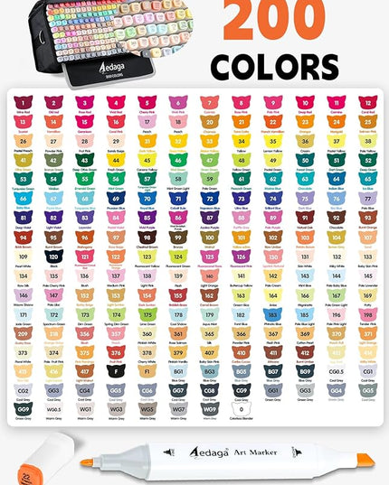 YHC 200 Colors Alcohol Markers for Artists, Free APP for Coloring, Dual Tips Alcohol-Based Markers for Drawing,Painting and Sketching, Great Gift Idea for Adults