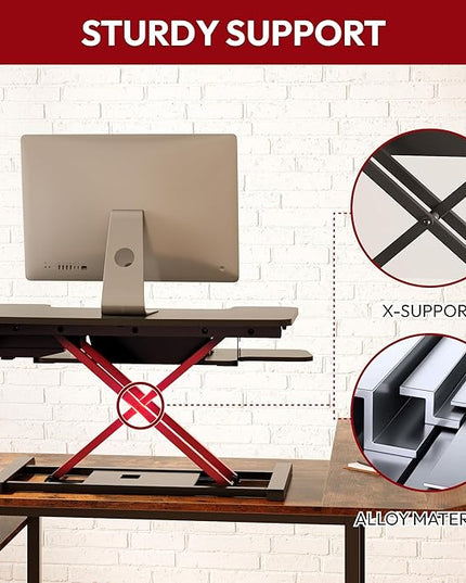 SANODESK 32" Electric Standing Desk Converter,Height Adjustable Riser for Office Home, Monitor and Laptop Workstation with Large Keyboard Tray, Black Color
