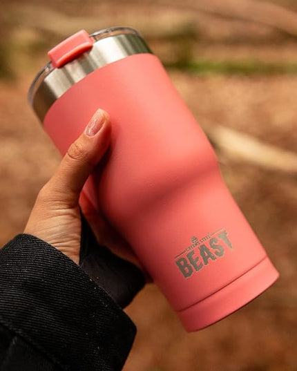 Beast 40 oz Tumbler Stainless Steel Vacuum Insulated Coffee Ice Cup Double Wall Travel Flask (Coral Pink)