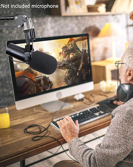 SUNMON Shure SM7dB Boom Arm Mic Stand - Mic Boom Arm with Foam Mic Cover Compatible with Shure SM7dB, Adjustable Microphone Arm with Cable Sleeve By SUNMON
