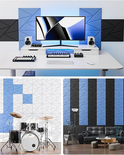 22 Pack Acoustic Panels with Self-Adhesive, 12"X 12"X 0.4"Sound Proof Foam Panels, Sound Panels High Density, Soundproof Wall Panels for Home Studio Office Light Blue