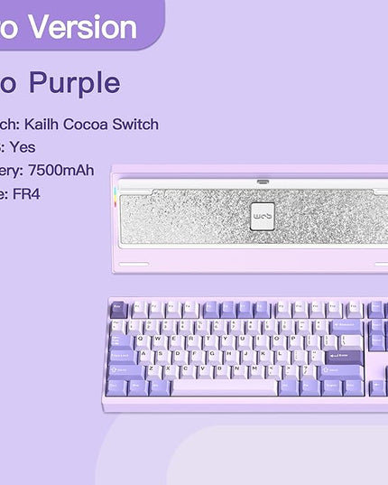 KEEBMONKEY WOBKEY Crush 80 Reboot CNC Aluminum 5-Second Quick-Release Triple-Mode Connectivity Mechanical Keyboard with Superior Acoustics (Pro Purple)