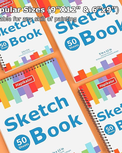 9" x 12" Sketch Book, 4-Pack 50 Sheets Spiral Bound Art Sketchbook, Acid Free Artist Drawing Paper Pad for Kids Adults, Party Art Supplies, Ideal Gifts for 8 9 10 11 12 13 14 Year Old Girl