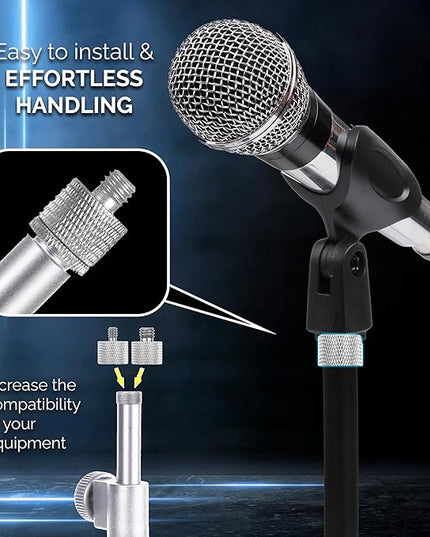 IXTECH Mic Stand Adapter Set - 8 Piece Metal Tripod Adapter Kit - 5/8 Female to 3/8 Male & 1/4 Female to 5/8 Male - ADP02A Silver