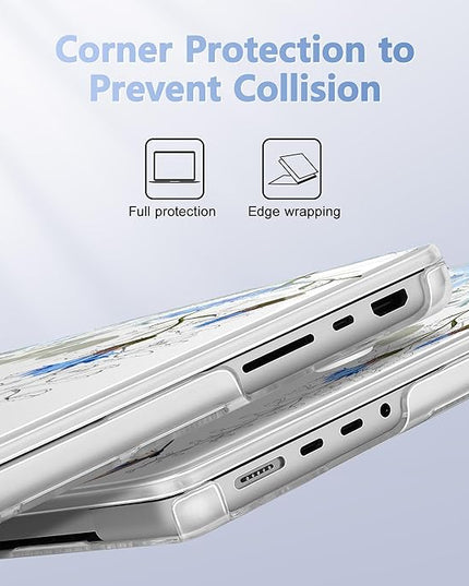 May Chen Case for MacBook Pro 14 inch, Models A2442 A2779 A2918 A2992 A3401 A3185 A3112 A3434, M1 M2 M3 M4 M5 Chip (2021-2025 Release), Plastic Hard Shell Case with Keyboard Cover, Blue Flowers