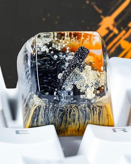 Whale Shark Keycap Orange Dark Ocean Artisan Keycap R1 SA Profile Custom Sea Creatures Keycaps 1U ESC Handmade Gaming Resin Key Cap Cherry MX Switch Compatible Mechanical Keyboard Ocean Lover Gift