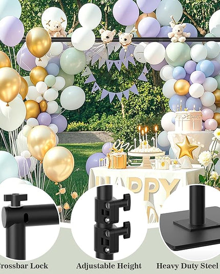 Backdrop Stand 10x10 ft Adjustable Photo Backdrop Stand Kit, Heavy Duty Pipe and Drape Photography Background Support with Flat Metal Base for Wedding, Party, Video Studio, Birthday, Black